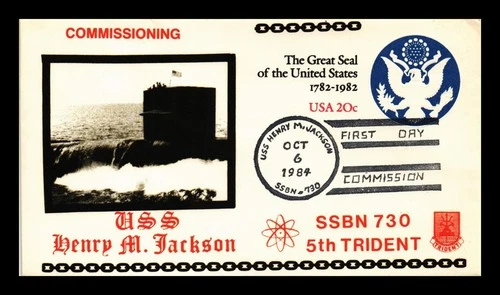 US COVER USS HENRY M JACKSON SSBN-730 FIRST DAY COMMISSION NAVAL CANCEL