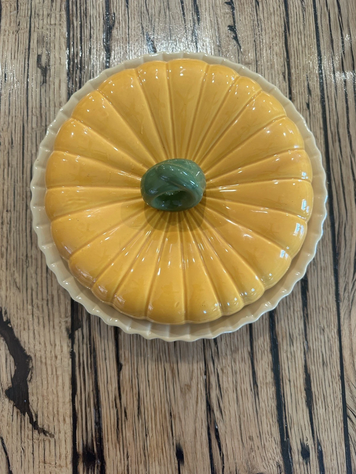 Vintage Ceramic Pumpkin Covered Lidded Pie Dish Keeper With Recipe Plate
Opens in a new window or ta