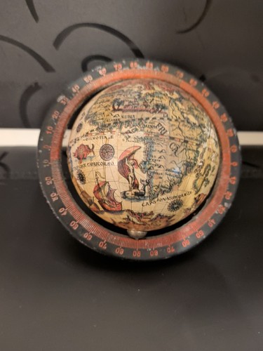 TARTARIAN Vintage Globe Rotating Multicolor Zodiac Base Antique Finish Missing
