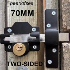 70mm Two-Sided Long Throw Gate Lock with 5 Keys for Outdoor Gates