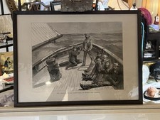 Antique Engraving 1870 ‘Anglo-American Yacht Race On Board The Cambria’ 19thC