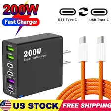 200W Fast Type C Charging Wall Charger For Samsung iPhone Motorola Android Phone