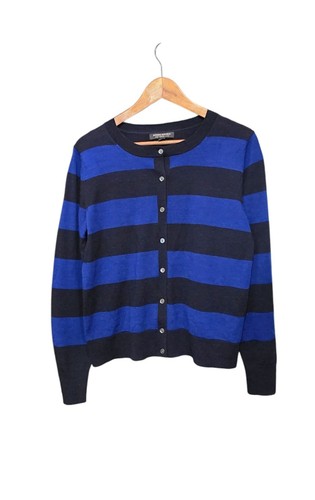 Cárdigan suéter Banana Republic para mujer de lana merino azul marino a rayas M - Imagen 6 de 10