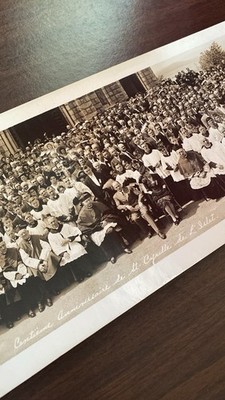 Rare Old Super Long Group Photo St. Cyrille De L islet 1944 Quebec Canada