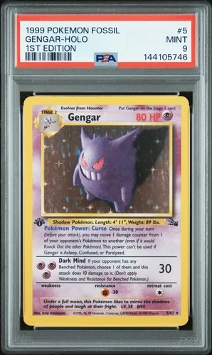 1999 POKEMON FOSSIL 1ST EDITION #5 GENGAR-HOLO PSA 9
