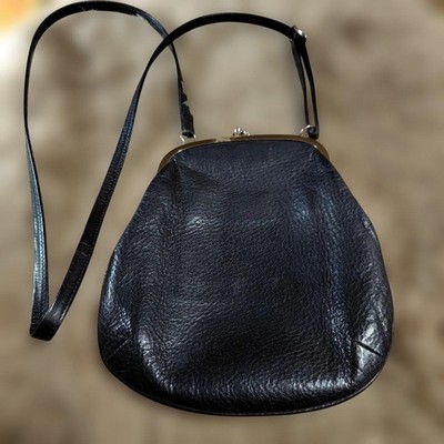 Yohji Yamamoto Ys Kisslock Shoulder Bag Black Leather Gamaguchi Clasp