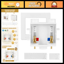 Premium Washing Machine Outlet Box with Water Hammer Arrestor, 1/2" PEX, 3/4" MH