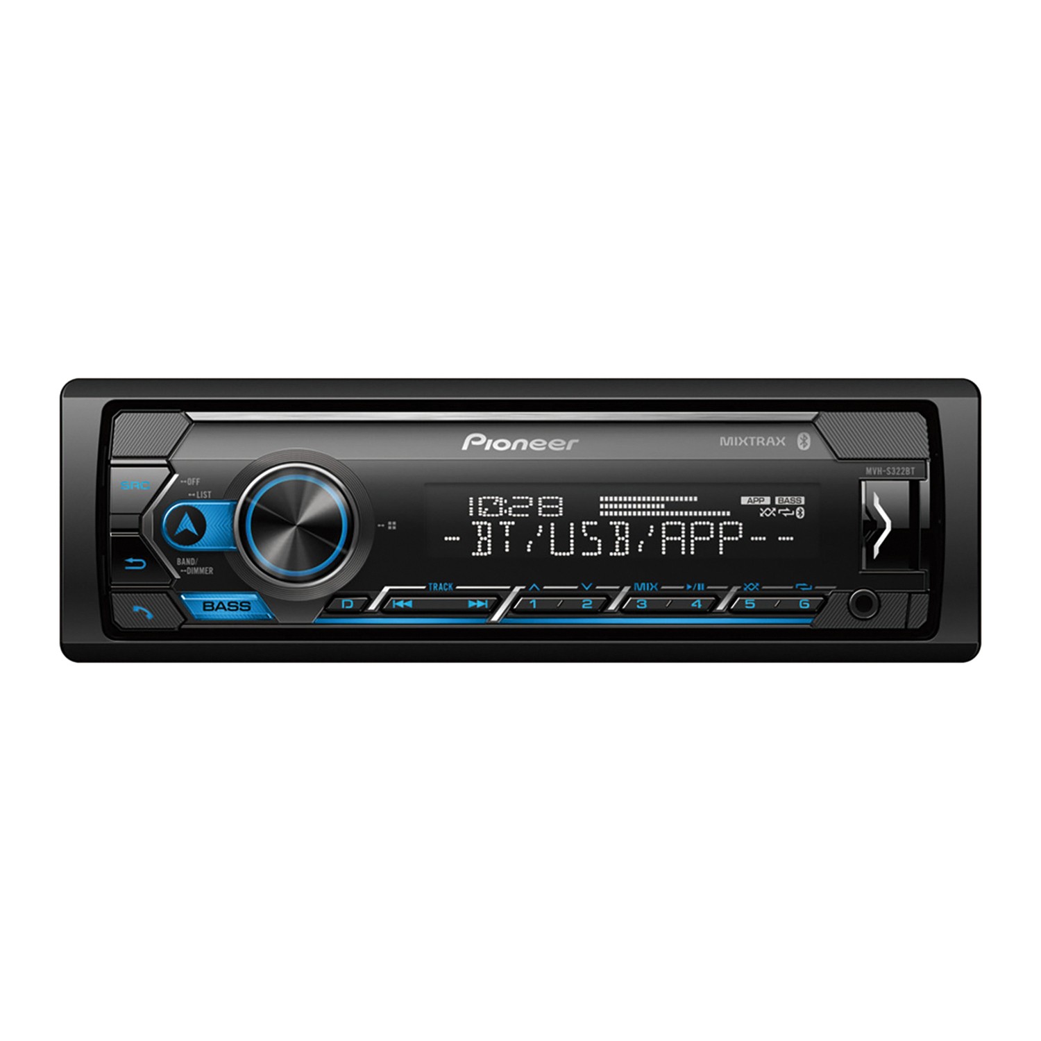 PIONEER&reg; MVH-S322BT Car Stereo Head Unit, Single-DIN, Shallow-Chassis, LCD...