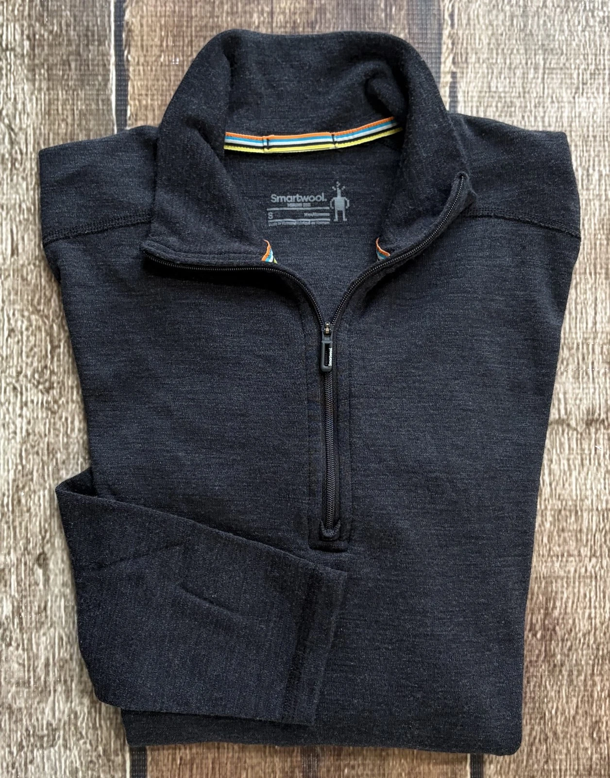 SMARTWOOL 100% MERINO WOOL 1/4 ZIP BASE LAYER GRAY MENS SMALL EXCELLENT