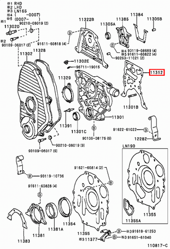 Genuine Hilux LN171 LN170 LN167 LN166 3L 5L 2L Timing Gear Cover Case Gasket - Picture 6 of 20