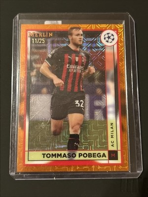 Tommaso Pobega 2022 Topps Merlin Chrome UEFA Orange Mojo Refractor /25 Ac Milan