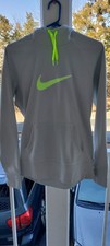 NIKE Women's Therma Fit Lt. Gray Neon Lime Green Hoodie, Sz Large, PO
