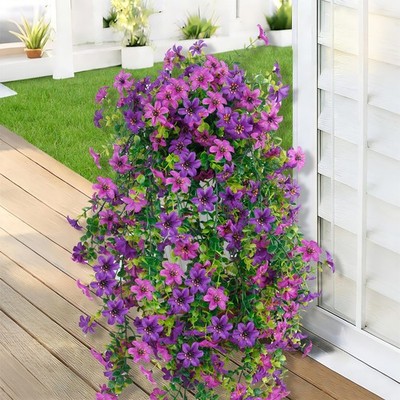 URTRY Artificial Hanging Flowers for Outdoors, 3 Pack UV Resistant Faux Flowe...