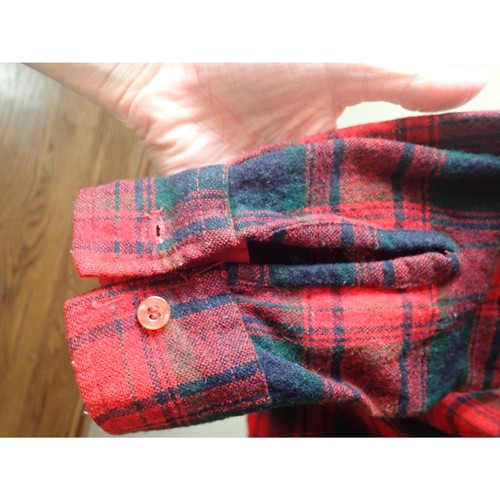 Camicia di flanella K-Mart piccola misto lana anni 80 70 a quadri vintage rosso verde - Foto 7 di 11