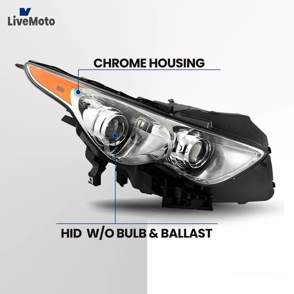 For 2009-2017 Infiniti FX35 FX50 QX70 Headlight w/o Sport Pkg Non-AFS Passenger Foto 4 de 4