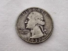 1937 S U.S. Washington Silver Quarter HT-12