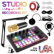 Complete Home Studio Recording Kit Mixer Condenser Microphone For Music Podcast