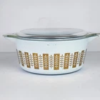 GOURMET Promo Pyrex 475 B 2.5 Qt Casserole Dish 1961 Delphite Blue Gold & lid