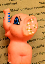 Vintage Rubber Painted Happy Elephant 4" Tall