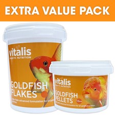 Vitalis Goldfish Flakes 40g & Pellets (1.5mm) 140g Twin Pack Fish Food