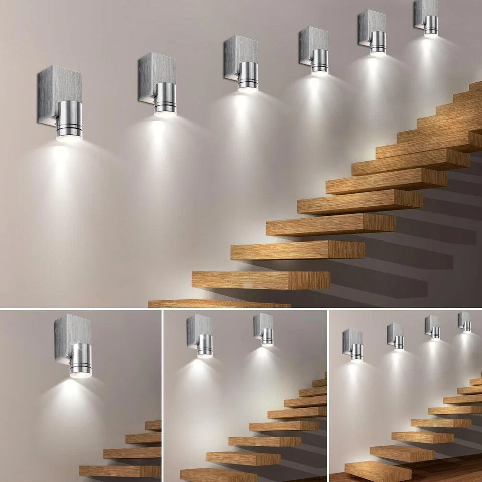 1x- 2x- 4x- 6x- LED Da Parete Luci Salotto Camera Scala Alluminio Big Luce - Immagine 3 di 3