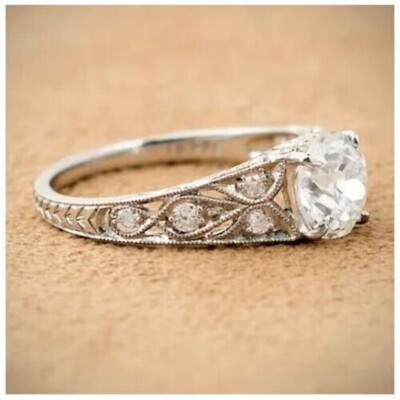 Wedding Ring In Solid 14K White Gold 2.TCW White Round Cut Moissanite Size 8