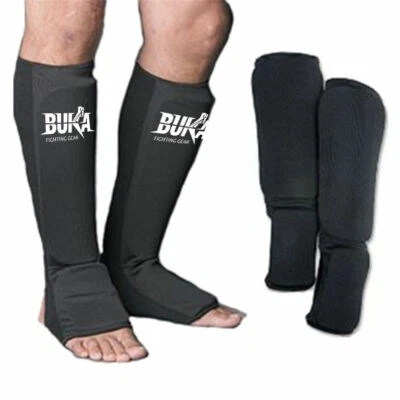 BUKA FIGHTING GEAR Buka Gel Shin Instep MMA Leg Kick Guard Muay Thai TKD Protector Pads UFC Guards