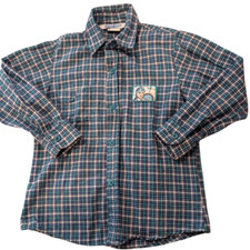 Vintage 1980s Oshkosh B'Gosh Boys Plaid Aviator Patch Button Down Shirt