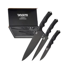 Premium Rugged 3-Piece Kitchen and Camping Knife Set, High Carbon S... Fast Ship