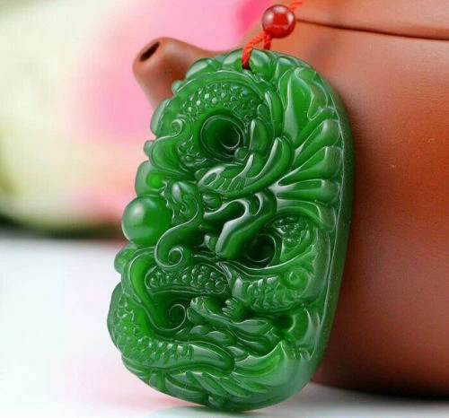 Colgante dragón chino de jade hetiano tallado a mano verde natural - Imagen 7 de 11