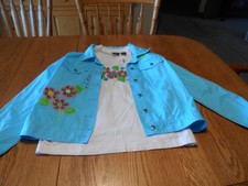 Lighthouse Apparel Jacket And Tee Set Embellishes W Flowers Sz L Nwts