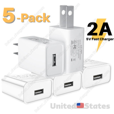 5Pack Universal 5V 2A USB Wall Charger AC Power Adapter US Fast Charge Plug Lot