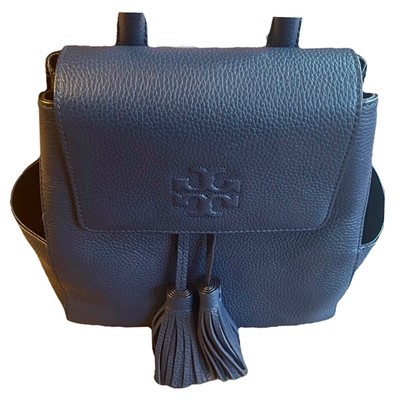 ?Tory Burch Thea Leather Tassel-Accent Backpack in Royal Navy? ?Tory Burch Thea Leather Tassel-Accent Backpack in Royal  main image 3