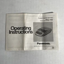 VINTAGE ORIGINAL PANASONIC CASSETTE TAPE RECORDER RQ-40 OPERATING INSTRUCTIONS