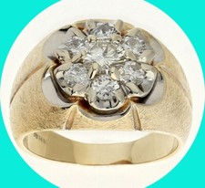 Mens Diamond Cluster Ring 1.35CT VS Clarity 14K Multi Tone Gold Size 7.75