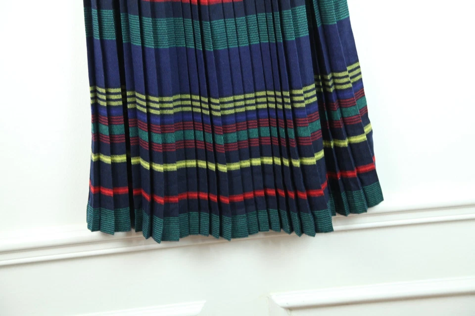 复古 10 80 年代打褶中裙条纹学院学院学院学前旧钱朋克 — 第 4/4 张图片