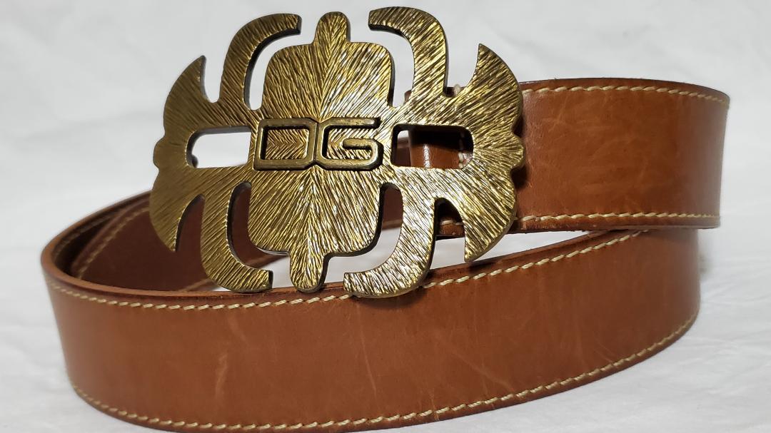 Dolce&Gabbana Men Baroque D&G Logo Spider Buckle Belt Brown 100cm
