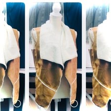 Hannah | S | Camel Faux Fur Suede Lightweight Vest Msrp$69