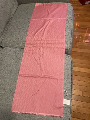 Tory Burch Mosaic logo Jacquard Scarf In Bubblegum Made In France 80 In*26 In