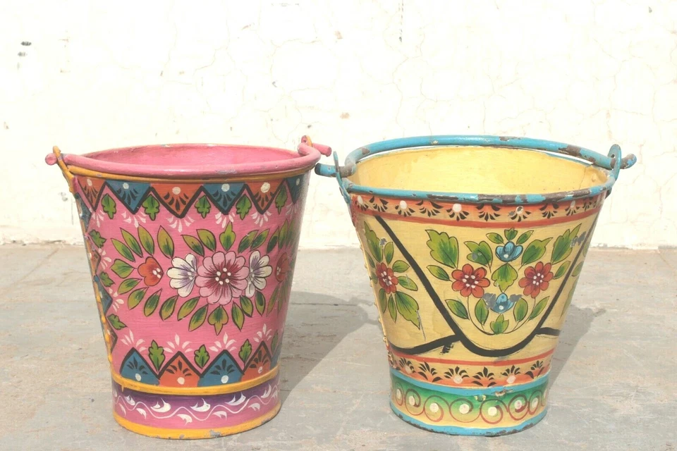 Vintage Handmade Iron Bucket Antique Primitive Garden Decor Bonfire Pail - Image 3 of 4