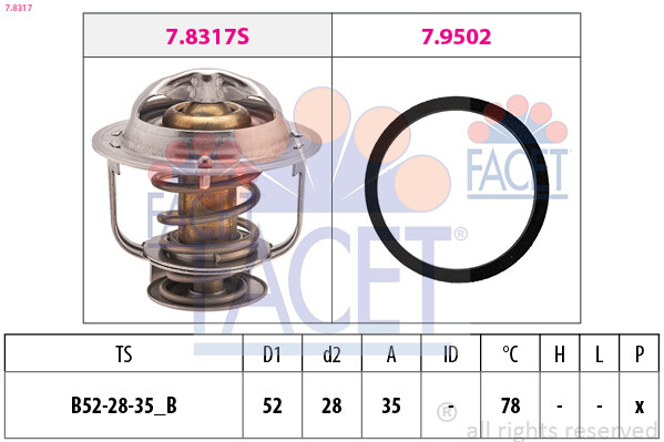 Thermostat liquide de refroidissement FACET 7.8317 de haute précision pour Daihatsu