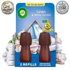 Image of Air Wick Essential Mist Twin Refills, Linen & White Orchid, Pack 2 X 20Ml, Natur