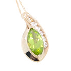 ESTATE SOLID 10K YELLOW GOLD MARQUISE CUT PERIDOT CZ PENDANT 18" NECKLACE #7803 — photo 3