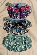NEW Lot of 3 Baby Satin Ruffle Bow Bloomer Diaper Cover  Size S 0-3 Mo.