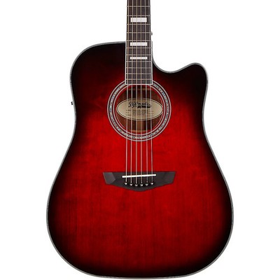D'Angelico Bowery Cutaway Dreadnought A/E Guitar Trans Black Cherry Burst