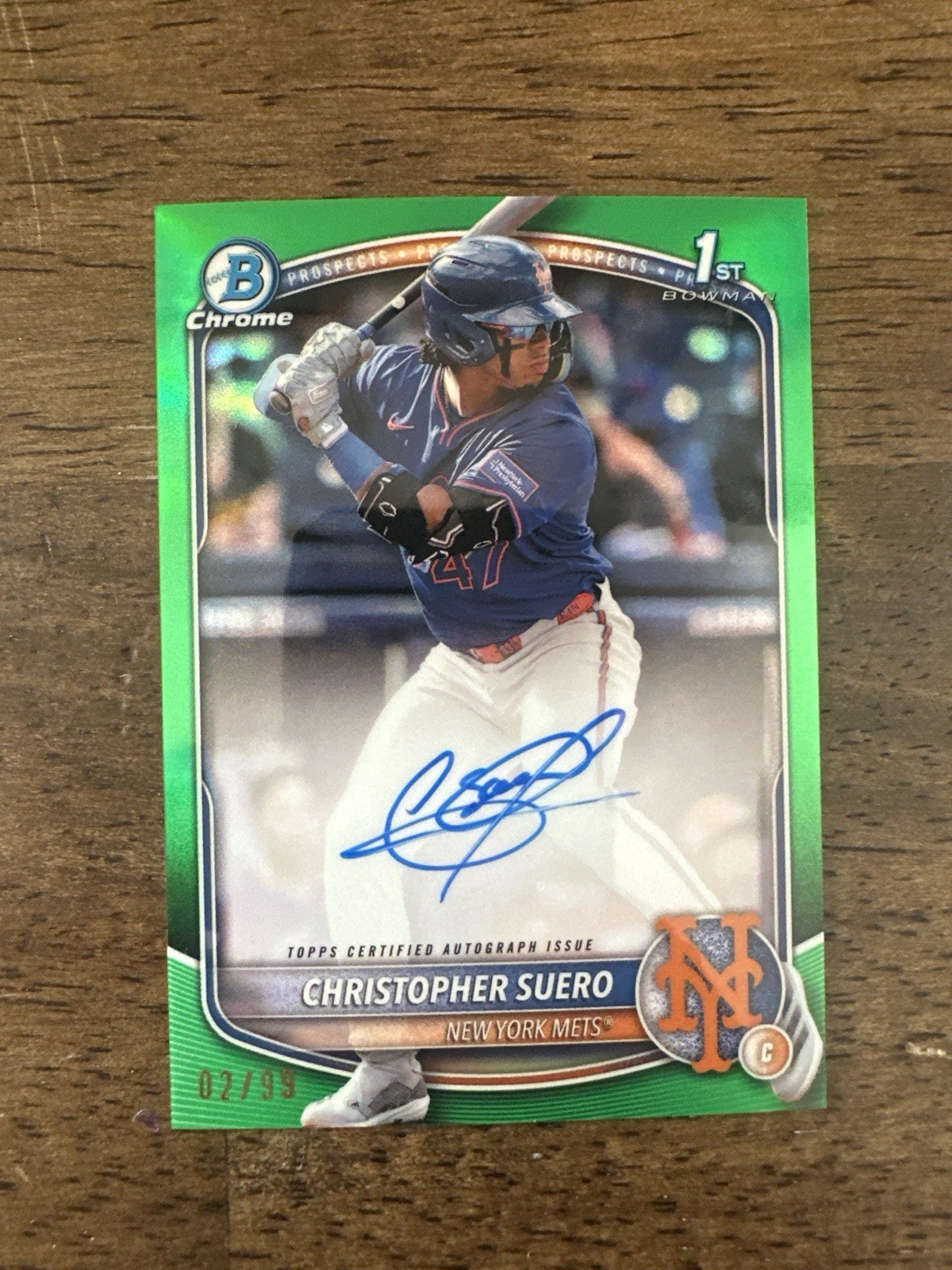 2025 Bowman Chrome Christopher Suero Auto Green /99 1st Bowman Mets 🔥