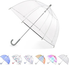 Kids Lightweight Dome Canopy Bubble Umbrella with Wind and Rain Protection