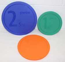 Set of 3 Pyrex Replacement Lids/Covers for 2.5, 1.5,  1 qt bowls EUC unused 