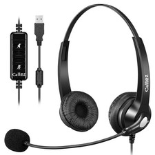 USB Headset with Microphone Noise Cancelling  Audio Controls, Stereo Compute...