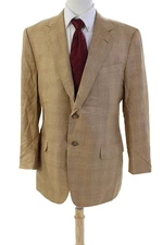 Ermenegildo Zegna Mens Wool Two Button Silk Lined Suit Jacket Yellow Size 42